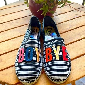 Circus by Sam Edelman Leni Boy Bye Espadrille Flats Black White Stripe Size 9